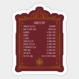 Hollywood Tower Directory Sign Sticker